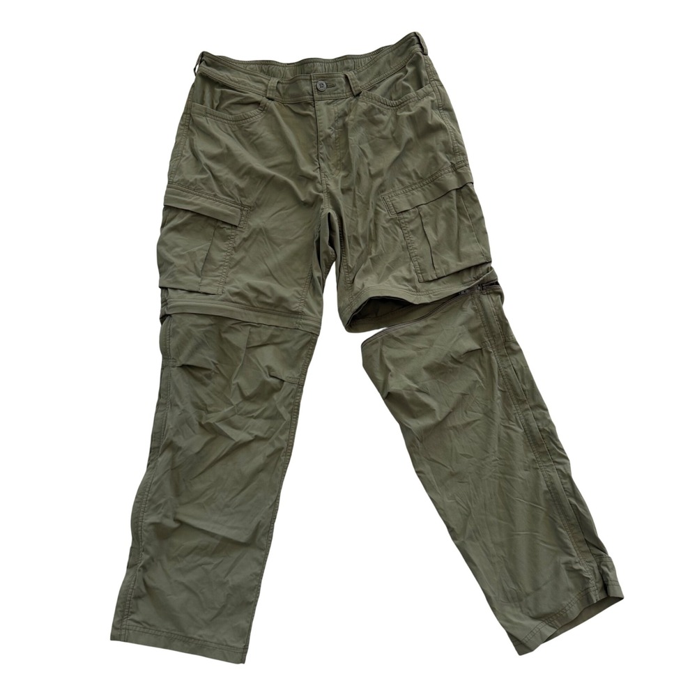 REI Co-op Men's 38x32 Olive Green Convertible Hiking Cargo Pants Zip-Off Shorts